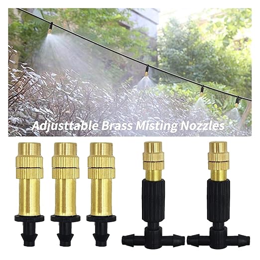 Garden Supplies 5-50M Garden Micro Drip Irrigation Automatic Watering System Kit Timer Controller DIY Mist Spray Cooling for Potted Plants Nozzle(Pink)