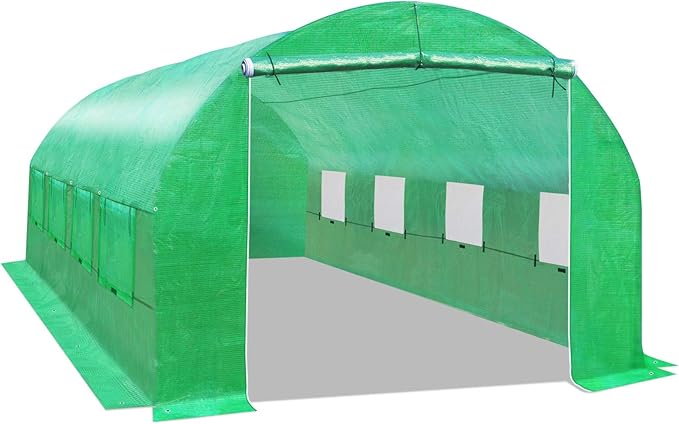 Strong Camel Greenhouse Replacement Covering for Outdoor Larger Hot Garden House  Support Arch Frame Climbing Plants/Flowers/Vegetables (20' X 10' X 7' Cover)