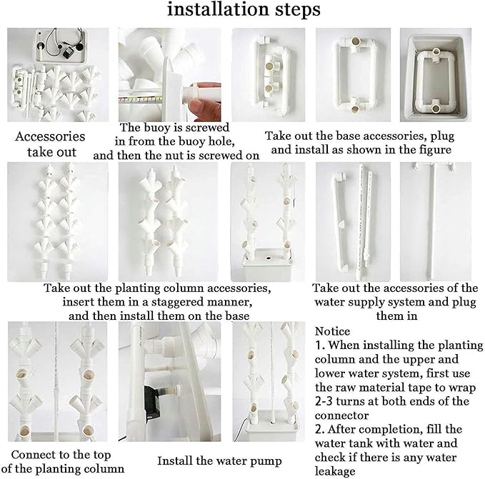 Indoor Hydroponic Growing System Freestanding Planting Tower SetPlant Vertical Hydroponics Hydroponic Planter for Herb VegetableA