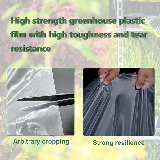 12x26ft Greenhouse Plastic Film Sheeting 6 mil Polyethylene Greenhouse Film Hoop UV Resistant Clear for Outdoor Plants Clear Floating Row Cover