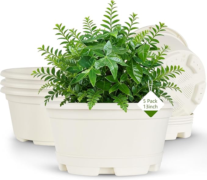 5 Packs 13 inch Plant Pot Modern Decorative Garden Pot with Saucer Large planters for Outdoor PlantsDecorative Flower Pots