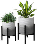 10 &amp 12 Inches Planters with Metal Sand for Indoor Plants Set of 2Decorative Plant Pots with Holder Outdoor Flower Pots with Legs Modern Garden Pot with Drainage Holes for Snake Plant House pl