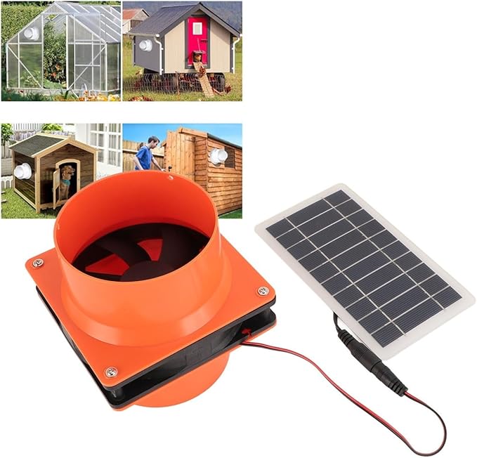 10W 12V Solar Exhaust Fan Kit With Round Duct And ABS Housing Solar Panel Powered Ventilation For RV Attic Greenhouse Boat(orange)