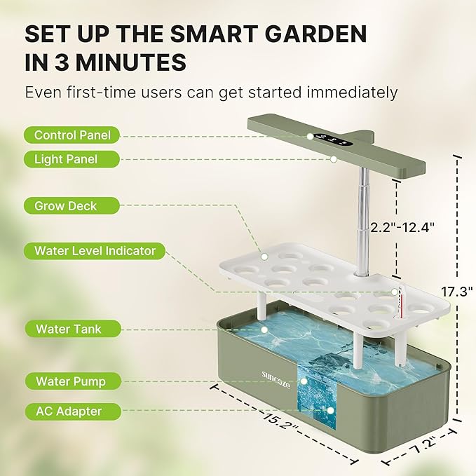SUNCOZE Hydroponics Growing System Kit 12 Pods &amp 160pcs Hydroponic Pods Supplies