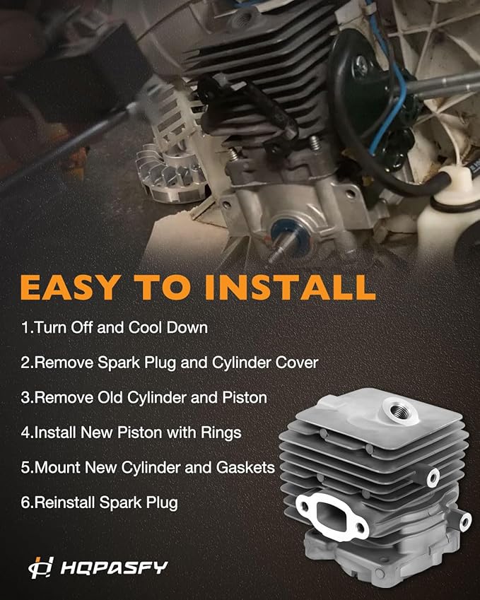 HQPASFY 4241 020 1203 Cylinder Piston Kit with Spark Plug and Gloves Compatible with Stihl BG56 BG56C BG86C BR200 SH56 SH56C SH86 SR200 Leaf Blower Replaces- 4241 020 1204