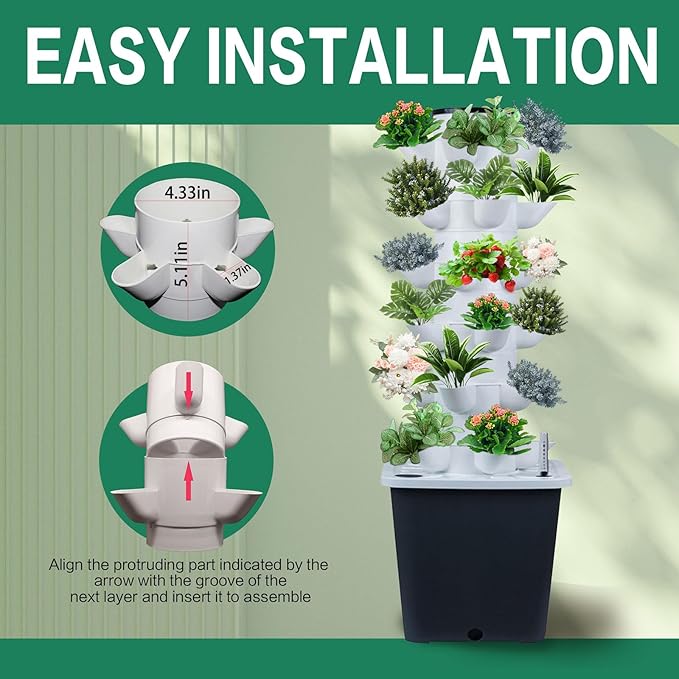 Indoor Hydroponics Growing System - 30-Plant Tower with Pump Perfect for Vegetable and Herb Garden Hydroponics Growing System Kit (No Seed)