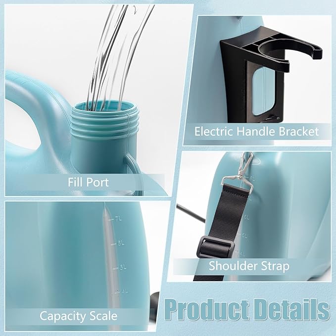 Battery Powered Sprayer 2 Gallon Electric Garden Sprayer in Lawn with 3 Mist Nozzles USB Rechargeable Handle Retractable Wand Yard Pump Sprayers with Adjustable Shoulder Strap for Plants