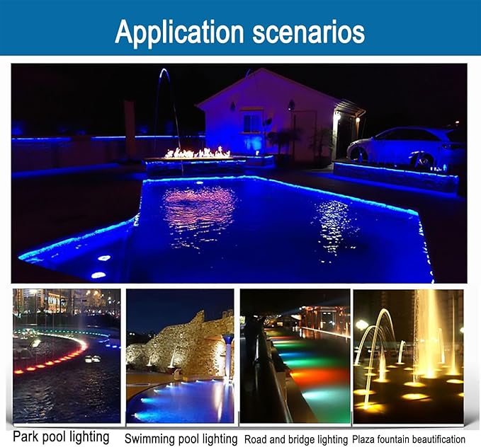 Outdoor Buried Lights - LED Fountain Light 24V Submersible Spotlight IP68 Waterproof Embedded Water Landscape Light Pool Wall Light Decorative Lighting Easy to Install(Warm White24W)