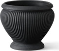 ARBORA 18 Cannes Urn Polyresin Indoor and Outdoor Planter with Classic Black Finish - Durable Weatherproof Lightweight Large Plant Pot for Patio Garden Deck Entryway