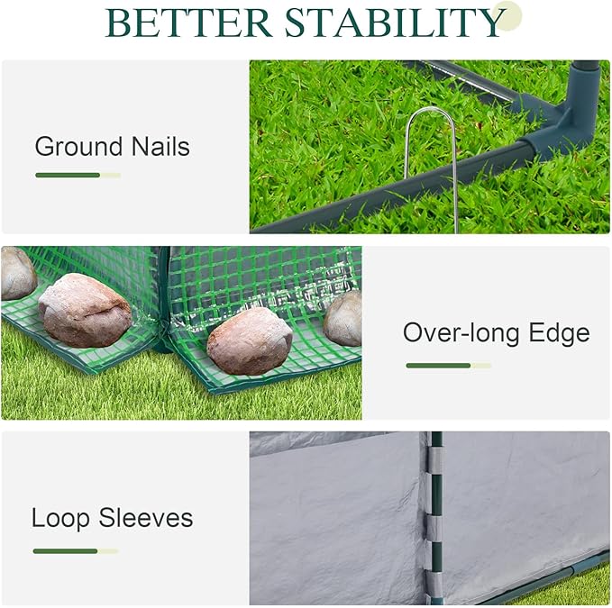 BPS 4x2x2 FT Raised Garden Bed with Green PE Cover Portable Mini Greenhouse with 2 Zipper Windows for Patio Garden Yard