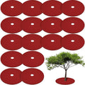 Shimeyao 16 Pcs 32. 2 Inch Non Woven Tree Mulch Ring Round Tree Weed Barrier Mat Reusable Landscape Protector Base Barrier Fabric for Weed Root Protection (Red)