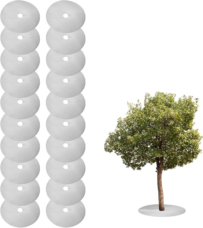 HARFINGTON 20pcs Tree Mulch Ring 16.5 Inch Non-Woven Round Tree Protector Weed Barrier Mat Plant Cover Rings for Weed Grass Control Root Protection Silver