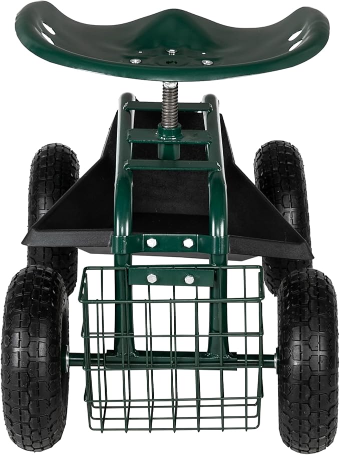 Rolling Garden CartGarden Cart Gardening WorkseatPatio Wagon Scooter Lawn Yard Patio Work Seat Gardening Stool Cart with Short Handle for Planting