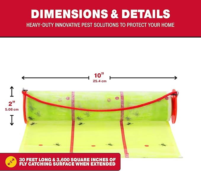 Catchmaster Giant Fly Glue Trap 3-Pack 30 Feet Each Adhesive Fly Traps Outdoor Sticky Bug Catcher Bulk Flying Insect Paper Roll Pest Control for Garage Barn Greenhouse &amp Garbage Room