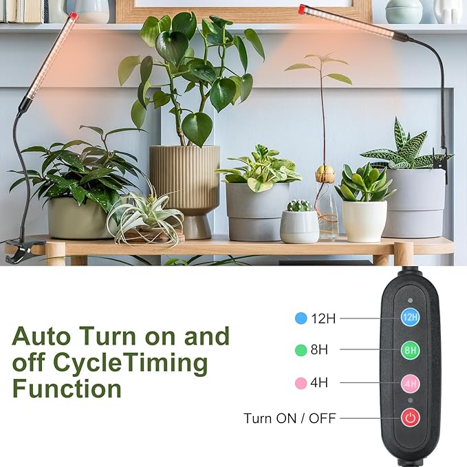 Game Changer! FECiDA 2026 3Pack 9 Watt Power Draw NO Need Adapter Clip Grow Lights for Small Indoor Plants Bonsai 4/8/12H Timer Enough Bright Like Sun for Your Plants