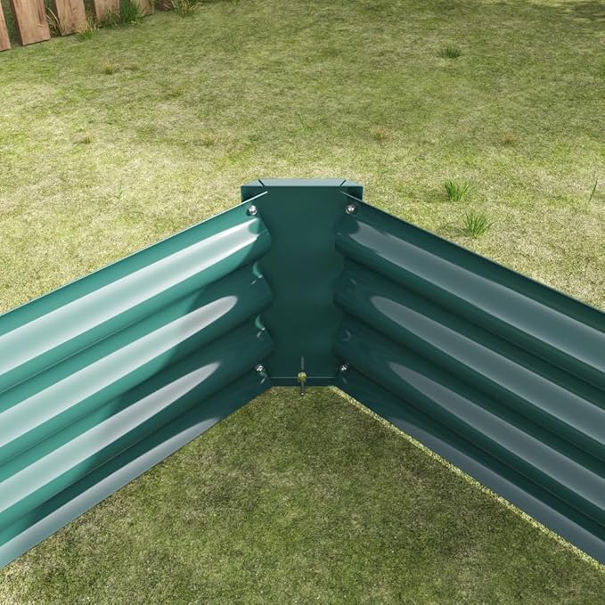 Heavy-Duty Galvanized Steel Raised Garden Bed for Outdoor Vegetable Herb and Flower Planting with Rust-Resistant Finish (Green with 8x4x1ft)