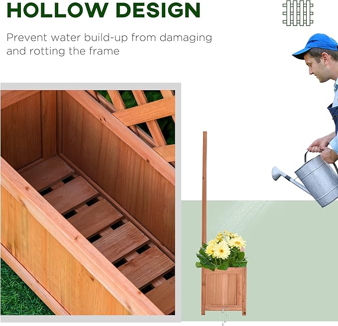 Wooden Raised Garden Bed with Trellis 46 Planter Box to Grow Vegetables Herbs and Flowers for Backyard Patio Brown