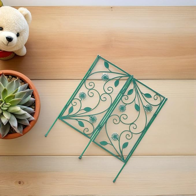 Housoutil Climbing Plants Trellis Garden Fence 114cm X 45cm Vine Plant Support Rack with 7 Rods and 6 Panels for Courtyard and Flower Gardening