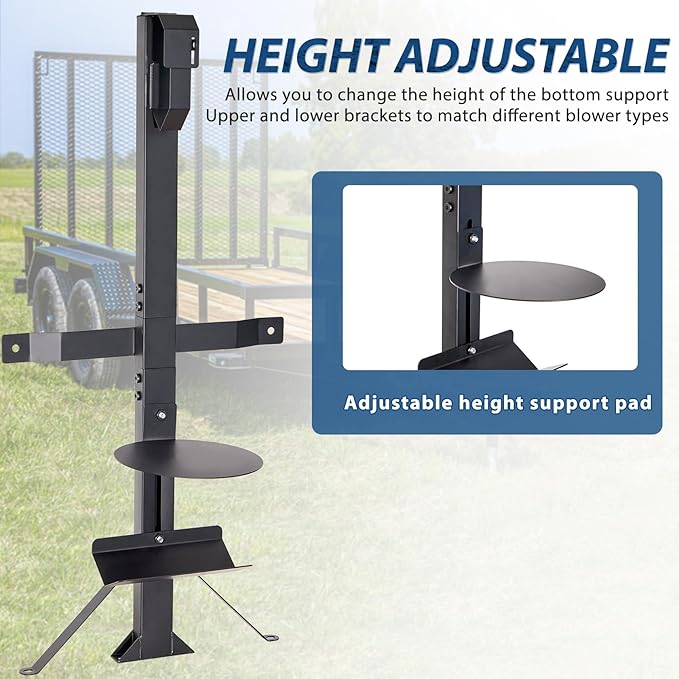Pindex Heavy Duty Adjustable Backpack Blower Rack for Trailers Steel Leaf Backpack Blower Holder Compatible with Open and Enclosed Lawn Landscape Trailer Truck Holding Base Fit 16-25 Blowers