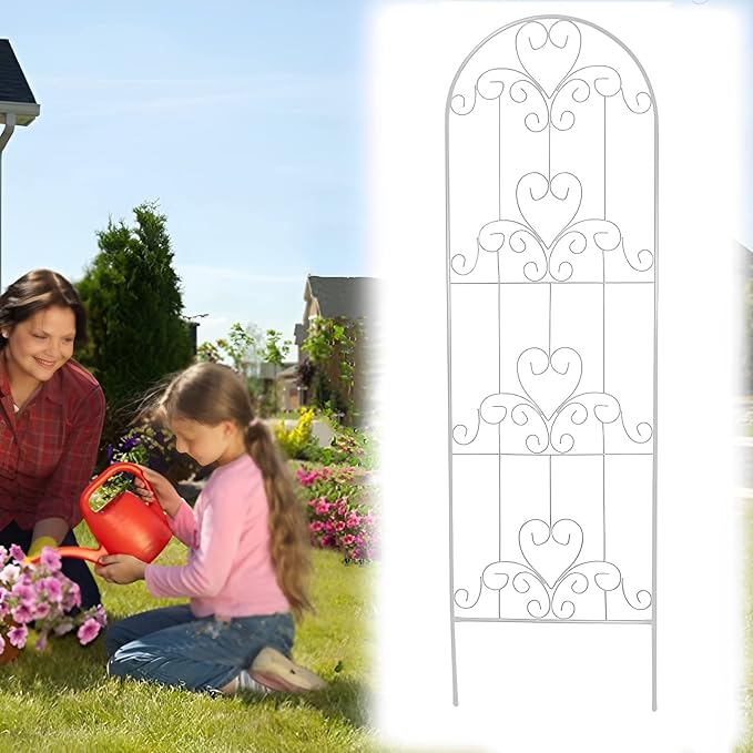 Metal Garden Trellis 59x18″ Climbing Plant Trellis Climbing Rose Garden Trellis Plant Support Stakes for Lawn Backyard Patio White