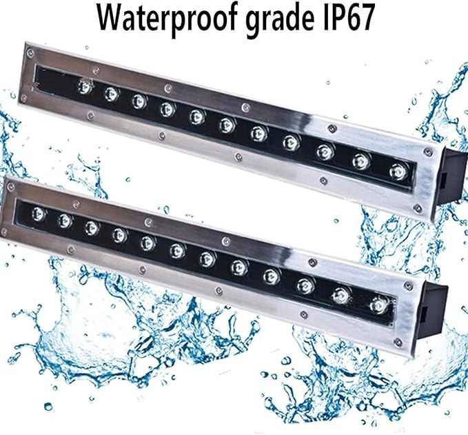LED Landscape Lights - Buried Lights AC 85-265V Outdoor Stainless Steel Long Strip Decorative Lighting IP67 Waterproof for Embedded Aisle Steps Corridor Strip Spotlight Wall Washers
