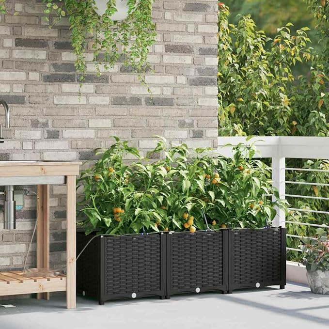 Garden Black Steel Raised Garden Bed 120 x 40 x 37.5 cm Outdoor Planter Box for Flowers Herbs Vegetables UV Resistant