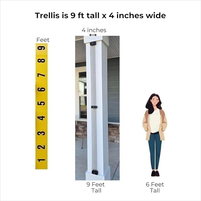 Deck Post Trellis for Posts and Columns 108 in x 4 in Narrow Climbing Plant Support HDPE Mesh Vine Trellis for Clematis and Vines Scroll Trellis 1-Pack