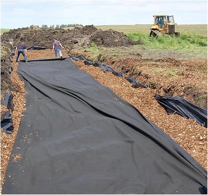 Geotextile Membrane - 1m/1.5m/2m Wide Non-Woven Geotextile Filter Fabric for Driveway/French Drains/Underlayment/Road Stabilizationr Grass Weed Protection Barrier(Black1.5mx40m/4.9ftx131.2f