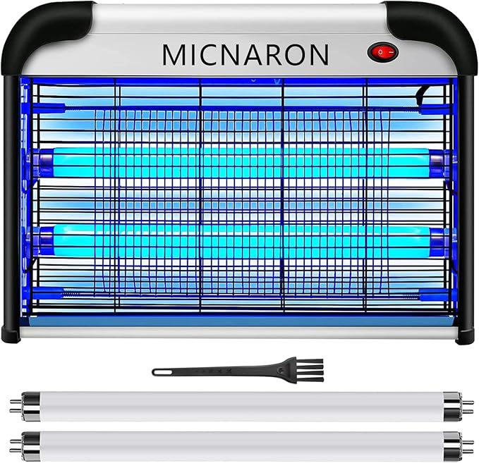 Indoor Electric Bug Zapper 2800V Powerful Flying Insect Mosquito Killer w/ 20W Blue Light Attract Plug-in Pest Control Machine for Moth Fruit Fly Fungus Gnat Garage Bug Catcher/Eliminator/Trap