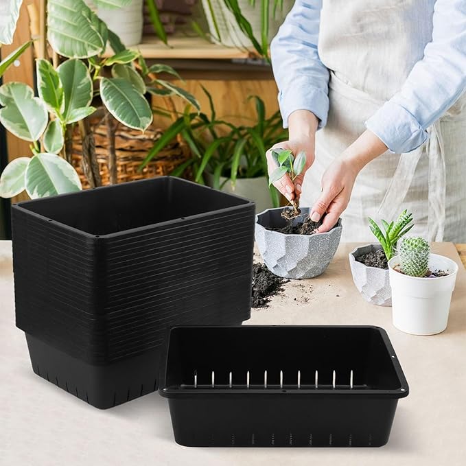 25 Pack Seed Starter Trays 10 x 7 inches Microgreens Growing Trays with Mesh Bottom for Germination Hydroponic &amp Sprouting Plant Trays for Garden Wheatgrass