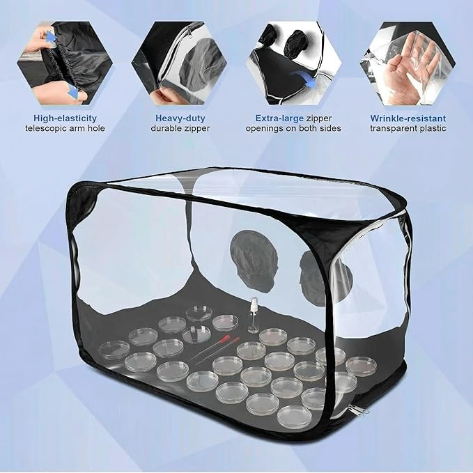 Large Still Air Box Bundle – Clean Air Workstation for Mushroom Cultivation – Portable Sterile SAB for Agar Grain Transfers &amp Home Lab Use