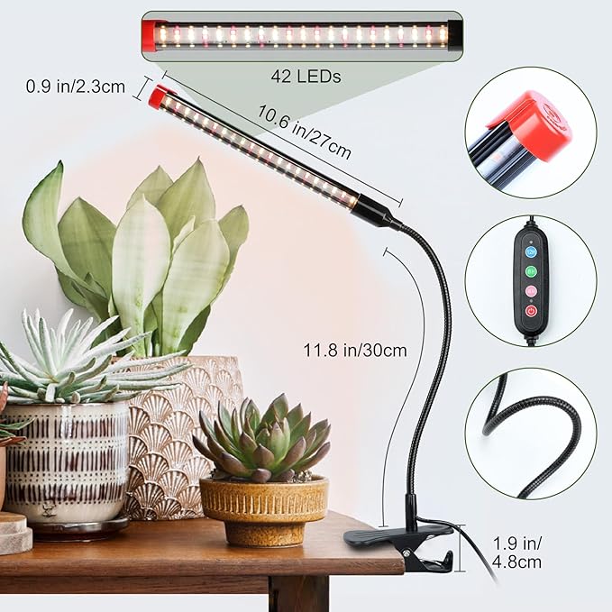 Game Changer! FECiDA 2026 3Pack 9 Watt Power Draw NO Need Adapter Clip Grow Lights for Small Indoor Plants Bonsai 4/8/12H Timer Enough Bright Like Sun for Your Plants