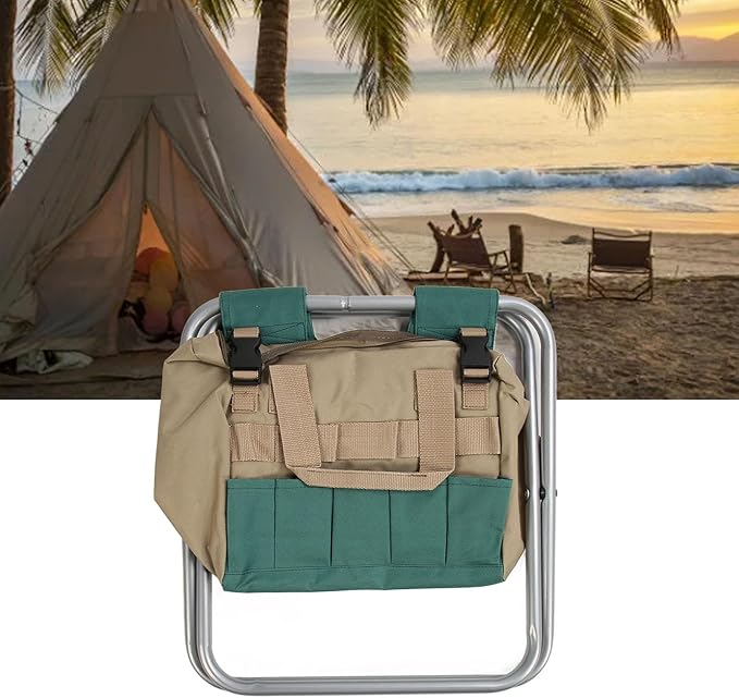 Heavy Duty Folding Backpack Stool Gardening Folding Stool with Detachable Storage Bag 600D Oxford Cloth Portable Garden Tool Stool for Gardeners and Patio Use (Silver)