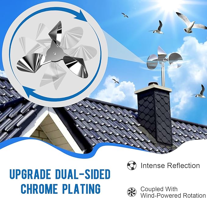2 Pack Bird Reflectors Spinning Wind PoweredBird Scare Reflective Device Keep Bird Pigeon Woodpeckers and Sparrows Away for Outdoor Patio Yard Garden Rooftop and Vegetable Gardens