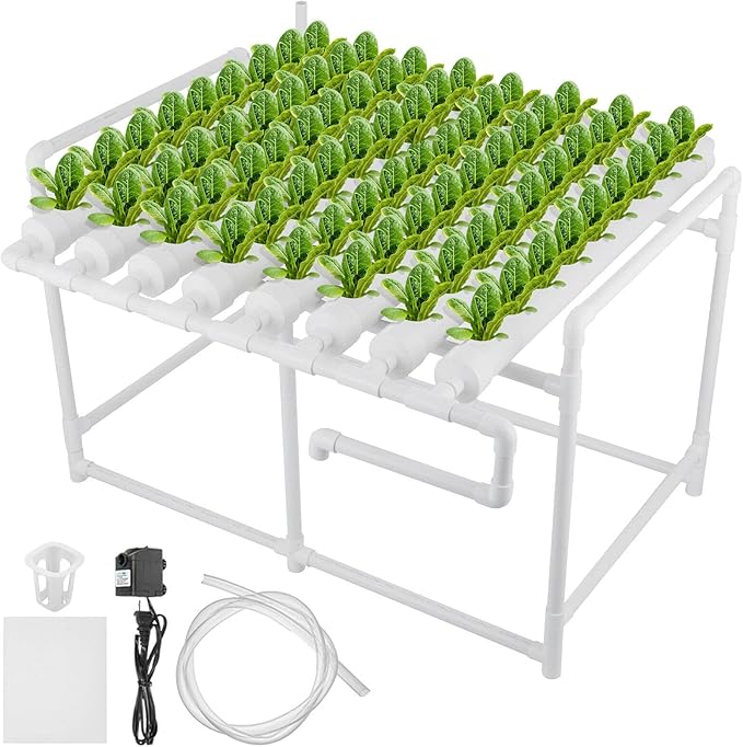 Hydroponic Growing Pipe Kit 36/54/72/90/108 Holes Sites 1 Layers to 4 Layers Planting Sites Grow Box Water Culture System (Color : 1F 6Pipes 54 Sites) (1f 8pipes 72 Sites)