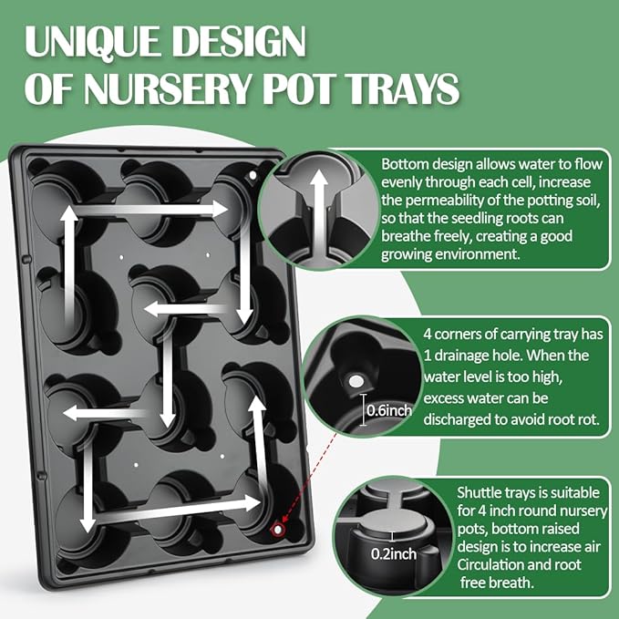 4 Inch 60 Pack Nursery Pots with Humidity Domes &amp 5 Pack 12 Cell Round Seedling Pot Carrying Trays Sturdy Seeds Starter Pot Germination Set Small Planter Nursery Propagation 5 Sets