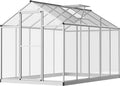 Outsunny 10' x 6' Greenhouse for Outdoors Polycarbonate Greenhouse with Rain Gutter and Roof Vent Aluminum Walk-in Green Houses for Outside Patio Backyard Garden