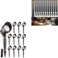 LEONLITE Low Voltage LED Landscape Spotlight Bundle Path Lights 12-Pack 4W Aluminum Spotlight for Garden 5CCT Bronze &amp 12-Pack 3W Landscape Pathway Lights5CCT Black