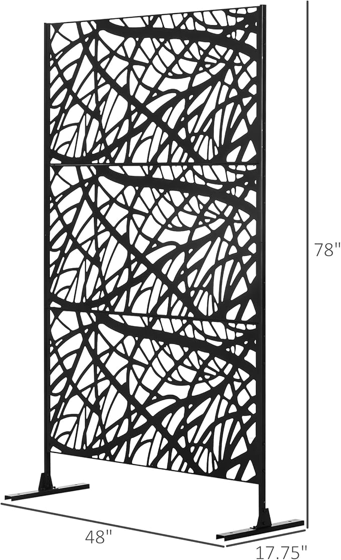 Decorative Outdoor Privacy Screen See Through Outdoor DividerSeparator with Twisted Branch Motif for Fun Shadows or Climbing Plant Trellis Fence Panel for GWalkway Backyard 6.5FT