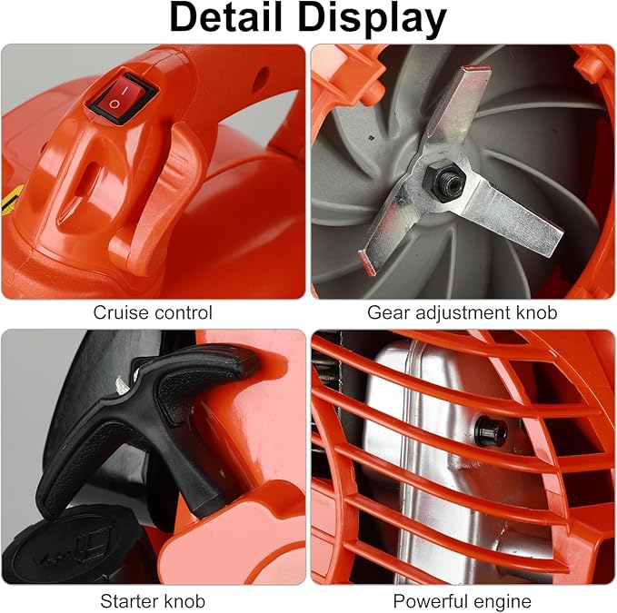 2-Stroke Handheld Gas Powered Leaf Blower Powerful 26cc Leaf Blower with Bag 424 CFM Air Volume Dual-Purpose Leaf Vacuum Mulcher with Bag Durable Blowers for Cleaning Leaf Snow Home Easy Start