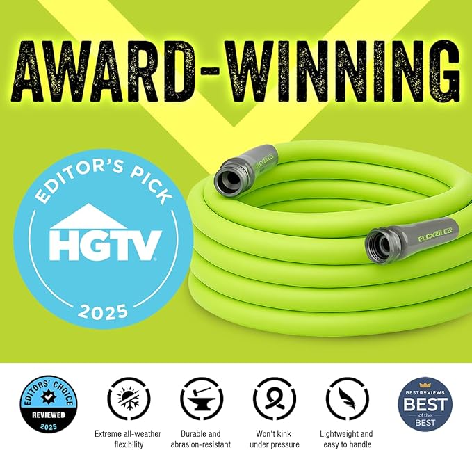 Flexzilla Garden Utility Hose 5/8 in. x 15 ft. Lightweight All-Weather Water Hose Durable and Flexible Leak-Free Connections
