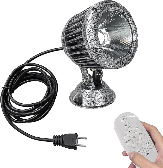 Kiven Remote Control Spotlight Color Changing &amp Stepless Dimming Light IP65 Waterproof 10W LED Landscape Light COB Decorative Spotlight with Plug-in Cord for Indoor Outdoor Park LED Lawn Light