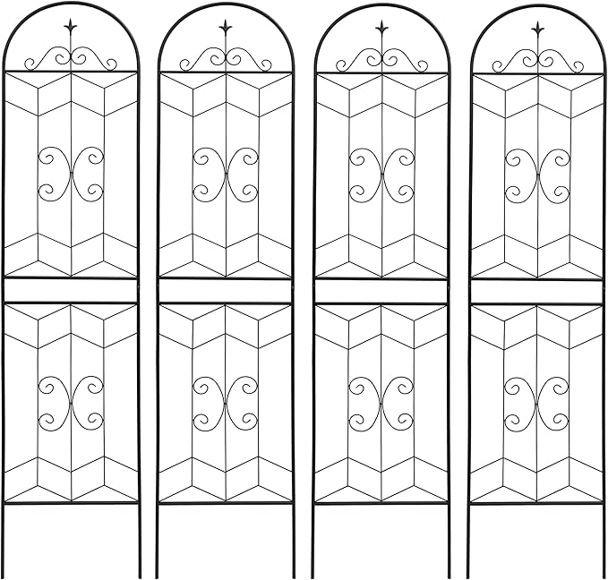 4 Pack 87x20in Garden Trellises with Black Metal Coating Trellis for Climbing Plants Outdoor Roses Vines Flowers and Vegetables.