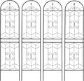 Garden Trellis Farmhouse Rustic Iron Arch Frame for Climbing Plants Heavy Duty Outdoor Metal Trellis for Garden Patio Yard Outdoor Wedding Decorations (Black B Pack of 4)
