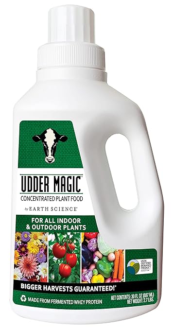 Earth Science Udder Magic Concentrated Plant Food for Indoor &amp Outdoor Plants— 30 oz—Nutrient Rich Fertilizer for Bigger Harvests &amp Blooms - Seed Starter for Vegetables Flowers Herbs Succul