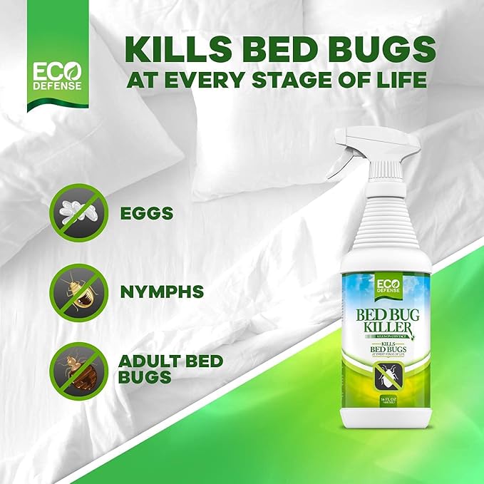 Eco Defense Bed Bug Killer - Bed Bug Spray &amp Dust Mite Spray - Natural Treatment - 16 Oz