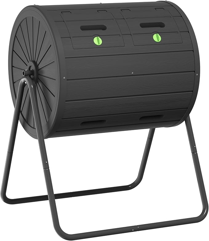 37.5 Gal Compost Tumbler - Leakproof Resin Compost Bin Outdoor | Odorless Aerating Compost for Backyard &amp Organic Gardens