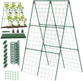 1 Set Cucumber Trellis for Raised Bed 48x48 Metal Garden Trellis Foldable A Frame Detachable Plant Support for Climbing Plants Tomato Squash Vegetable