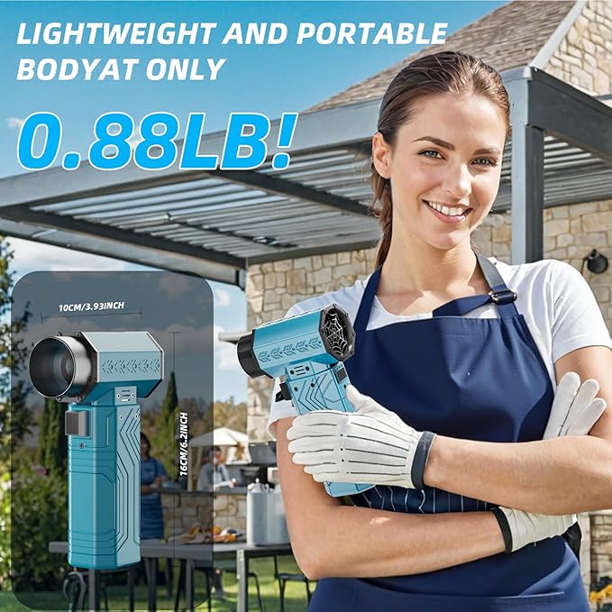 Turbo Dryer Blower for Car 180MPH/1.3LB Thrust Car Dryer Air Blower 400W 40mm Brushless MotorBlow Away 2 cans of Coke EasilyInfinitely Variable Speed for Car Home &amp Outdoors (Blue)