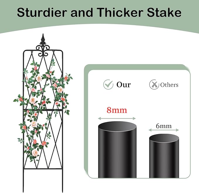 Garden Trellis for Climbing Plants Outdoor Metal Garden Trellises Decorative Garden Fencing Flower Trellis with Durable Powder Coating for Vines Plant Rose Vegetable Support Black (4 Pattern-A)